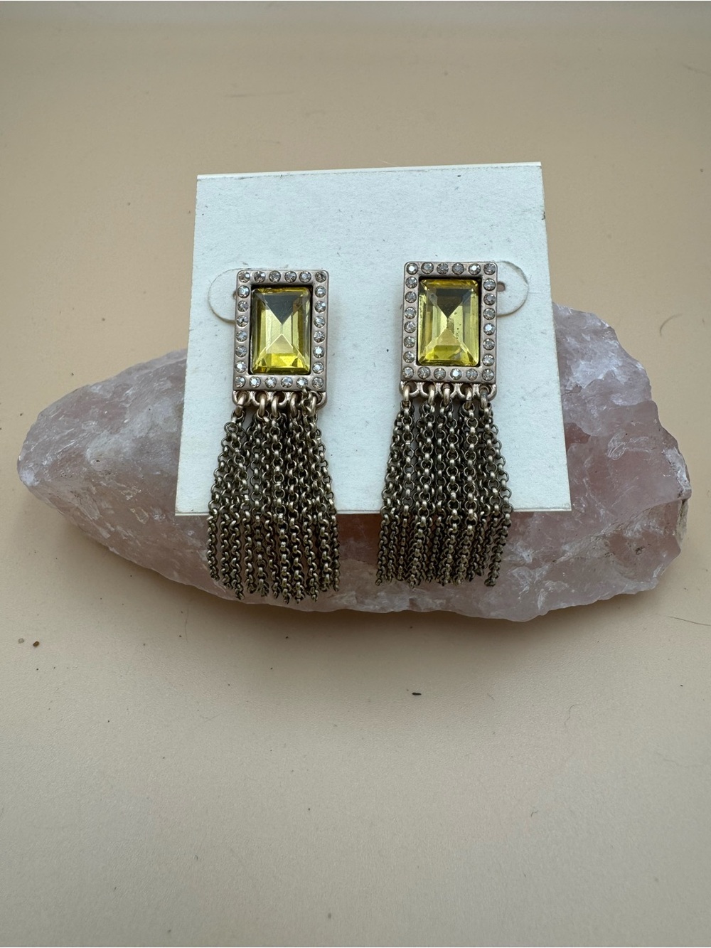 Yellow Crystal Tassel Drop Earrings - Women Jewelry 122